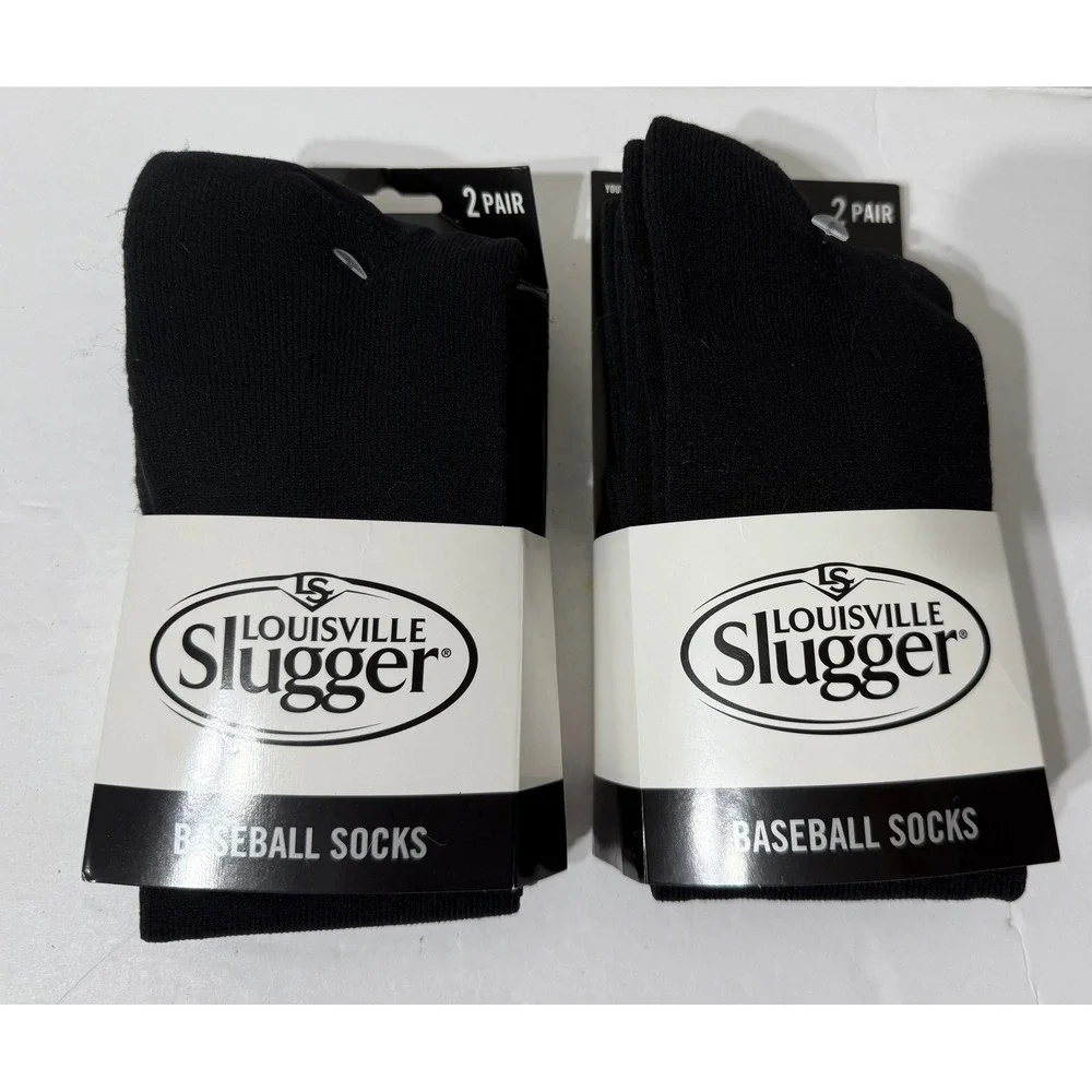 Louisville Slugger Youth Baseball Socks Black 4 Pairs Size 10-4 85534 NEW